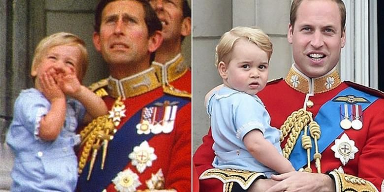 Pose dengan atribut yang sama Pangeran William dan anaknya pernah dilakukan Pangeran Charles di tahun 1984.