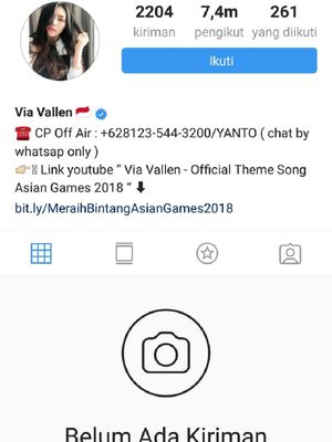 Akun Instagram penyanyi dangdut Via Vallen kosong, Kamis (9/8/2018). Semua posting tidak terlihat.
