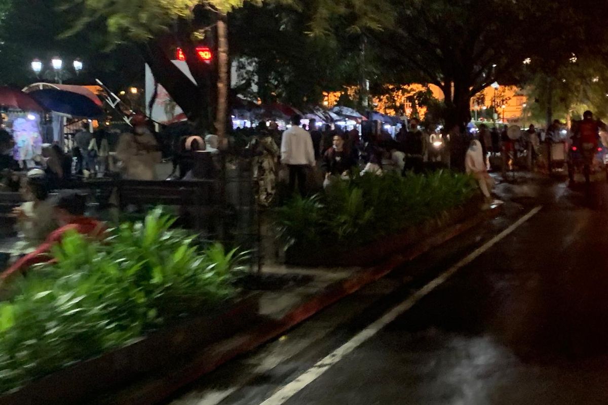 Kerumunan saat libur panjang di sekitar ruas jalan Malioboro