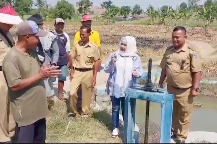 Sejumlah petani di Desa Karangmalang, Kabupaten Tegal, Jawa Tengah menyampaikan keluhan kekurangan pasokan air irigasi dari Waduk Cacaban kepada Anggota DPR RI Dewi Aryani dan Dinas Pertanian Tegal, Selasa (29/8/2023). 