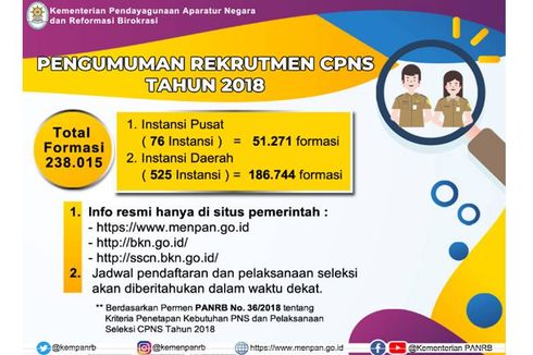 Resmi, Ini Pengumuman Kemenpan RB soal Rekrutmen CPNS 2018