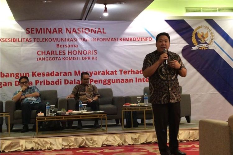 Anggota Komisi I DPR RI, Charles Honoris dalam sebuah acara seminar di Jakarta, Sabtu (20/7/2019). 