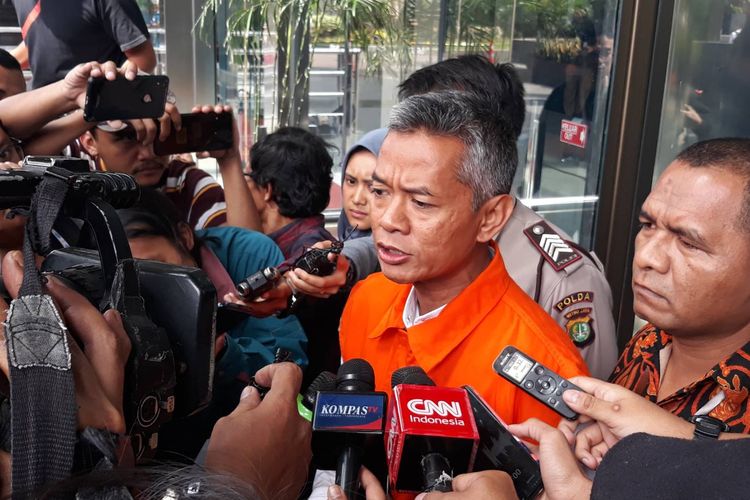 Komisioner KPU Wahyu Setiawan di Gedung Merah Putih KPK, Rabu (15/1/2020).