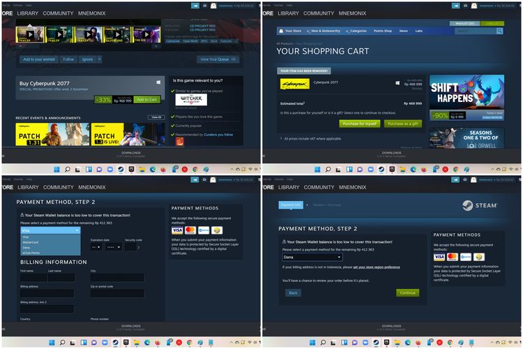 Cara membeli game Steam dengan Dana.