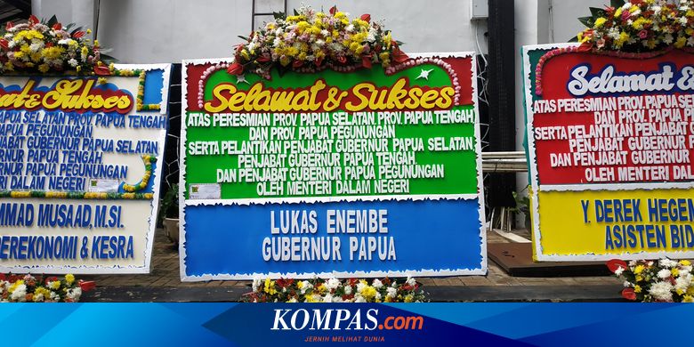 Karangan Bunga Lukas Enembe Hiasi Pelantikan Pj Gubernur Provinsi Baru Papua