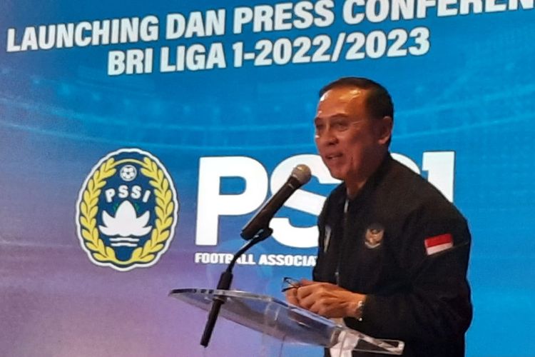 Ketua Umum PSSI Mochamad Iriawan memberikan keterangan dalam konferensi pers Launching Liga 1 2022-2023 pada Sabtu (23/7/2022).