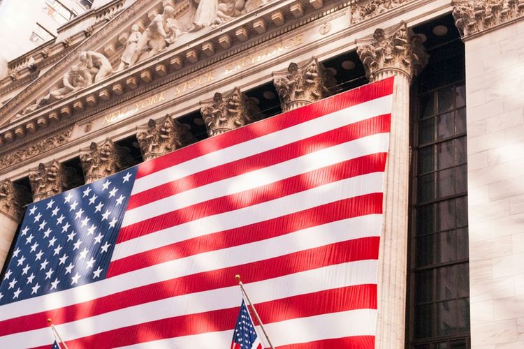 Ilustrasi Wall Street, bursa saham AS New York Stock Exchange. 