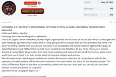 Hacker Malaysia Pro-Palestina Bocorkan Data Pribadi 280.000 Mahasiswa Israel