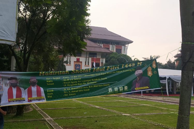 Area shalat Idul Fitri yang semula disiapkan di Balaikota Depok, Jawa Barat. Namun, shalat Idul Fitri di lokasi ini akhirnya dibatalkan karena sejumlah hal.
