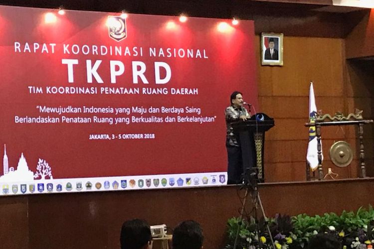 Menteri Agraria dan Tata Ruang (ATR)/Kepala Badan Pertanahan Nasional Sofyan Djalil di Hotel Bidakara, Jakarta Selatan, Kamis (4/10/2018).  