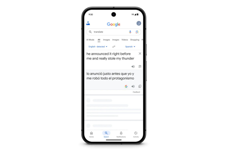Dengan dukungan model AI Gemini, Google Translate kini mampu menerjemahkan frasa yang mengandung idiom dan slang dengan lebih akurat.