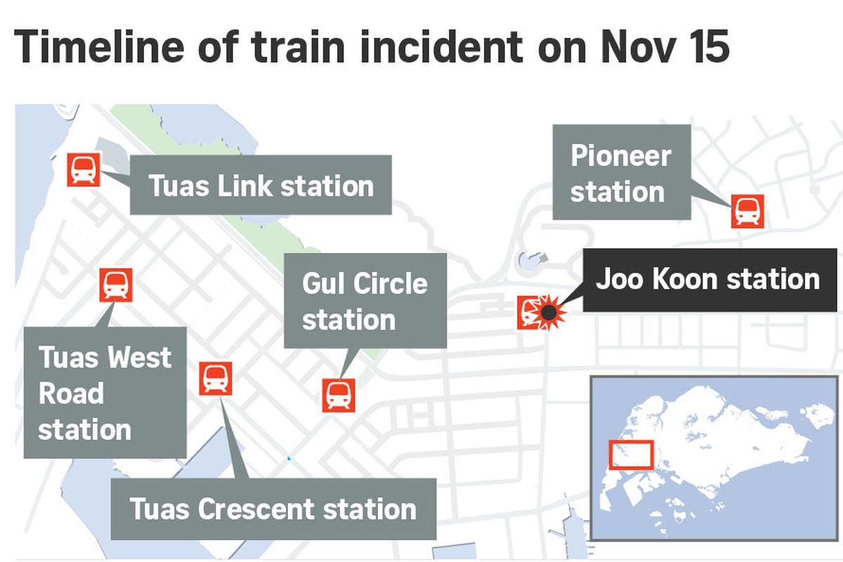 Lokasi kejadian tabrakan MRT Singapura, Kamis (15/11/2017)