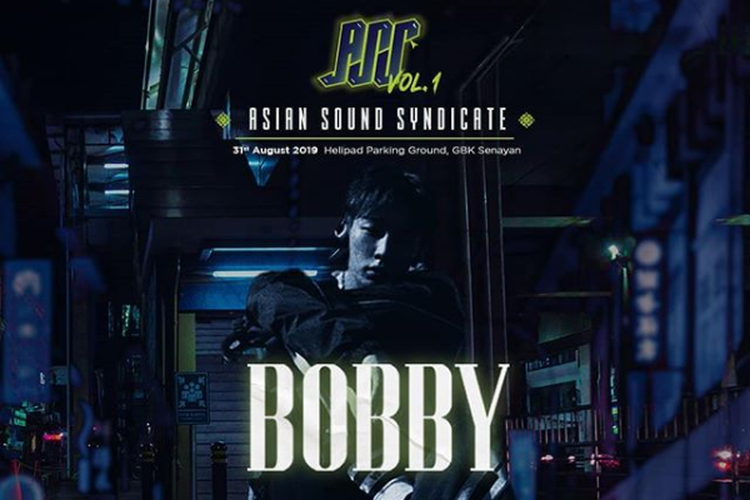 Rapper dari boyband iKON, Bobby, akan memeriahkan Asian Sound Syndicate Vol. 1, di Helipad Parking Ground GBK Senayan, Jakarta Pusat, 31 Agustus 2019.