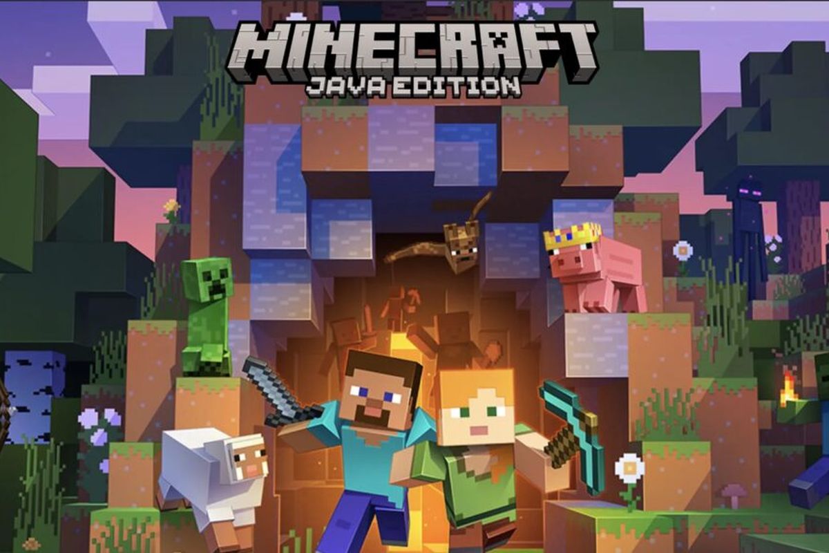 Laman launch screen Minecraft yang bisa dilihat pengguna ketika membuka game tersebut.