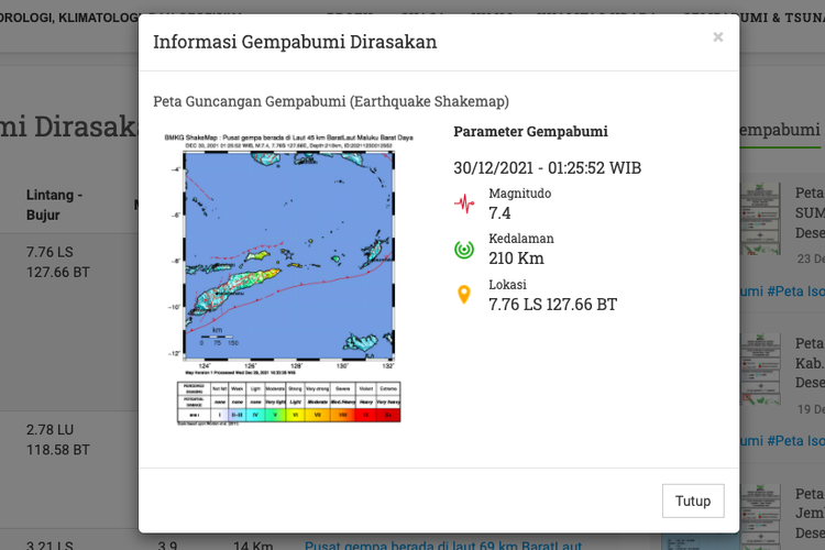 Gempa Maluku magnitudo 7,4