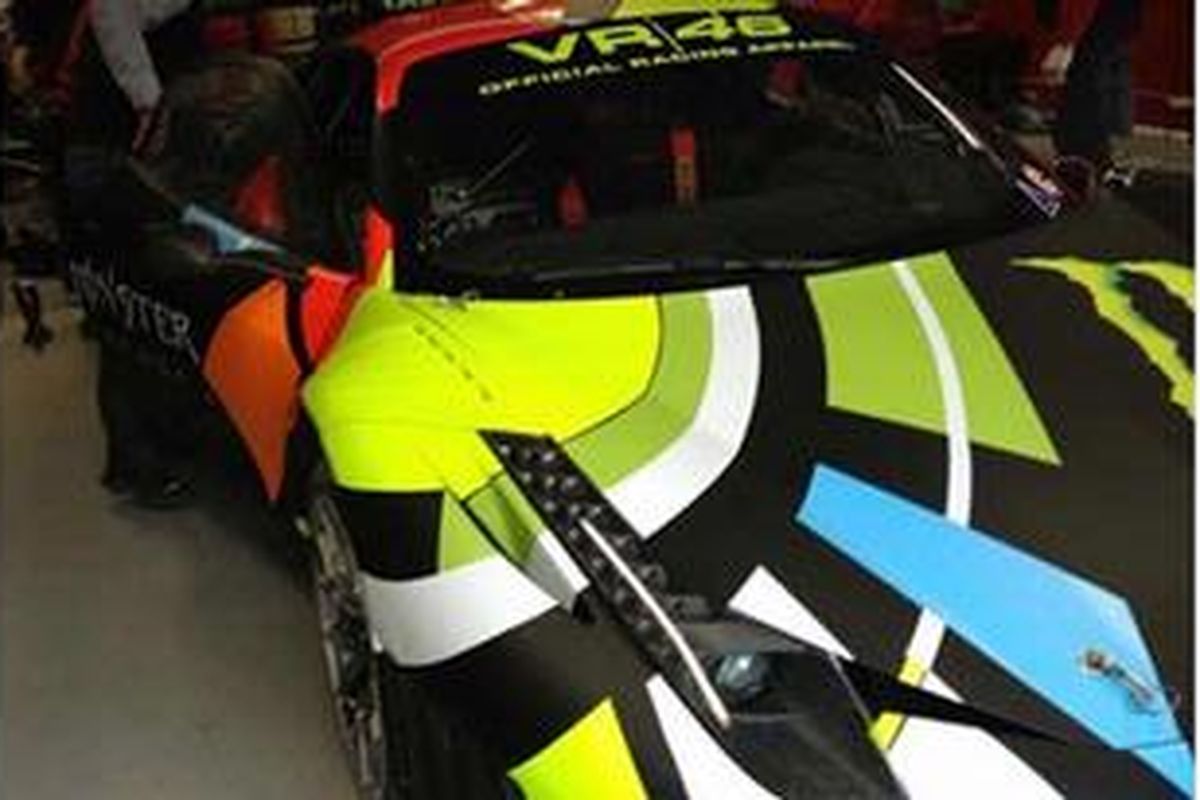 Mobil Ferrari 459 Italia yang akan dipakai Valentino Rossi dalam event Blancpain Endurance Series.