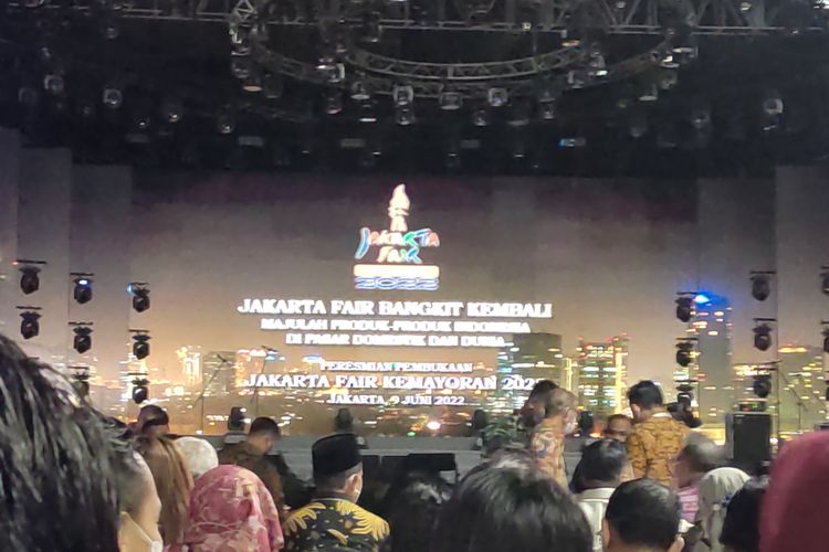 Panggung utama pembukaan gelaran Jakarta Fair 2022, Kemayoran, Jakarta Pusat, Kamis (9/6/2022).