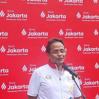 Direktur Utama Bank Jakarta Agus H. Widodo di Taman Literasi Jakarta, Minggu (22/6/2025).