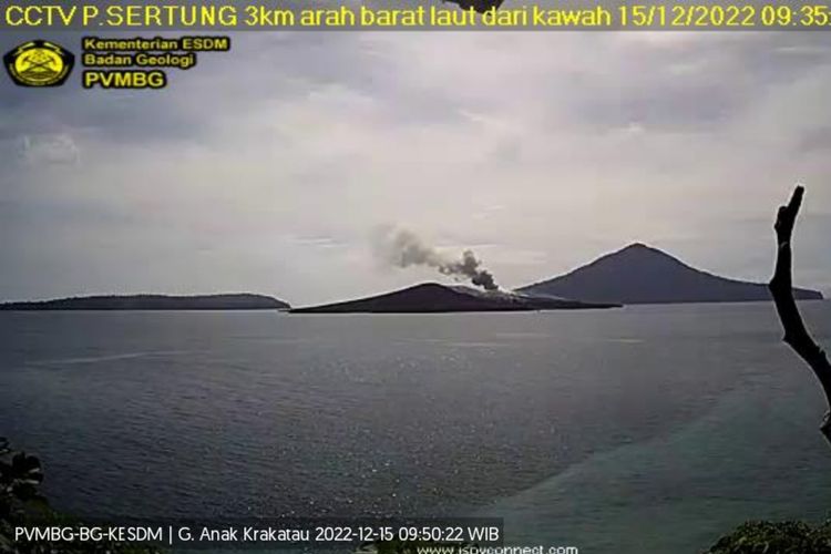 A filed photo of Anak Krakatau volcano dated November 14, 2022. 