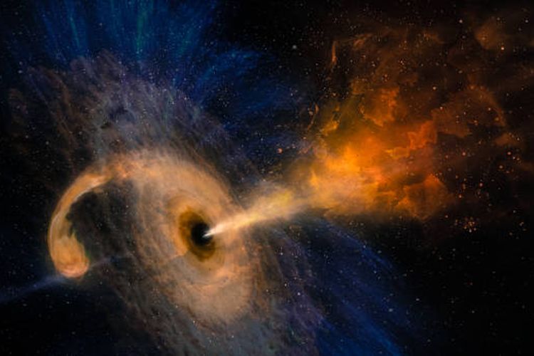 Ilustrasi proses terbentuknya black hole atau lubang hitam.