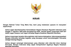 Isi Ikrar Hari Kesaktian Pancasila yang Dibacakan Saat Upacara 1 Oktober 2024 