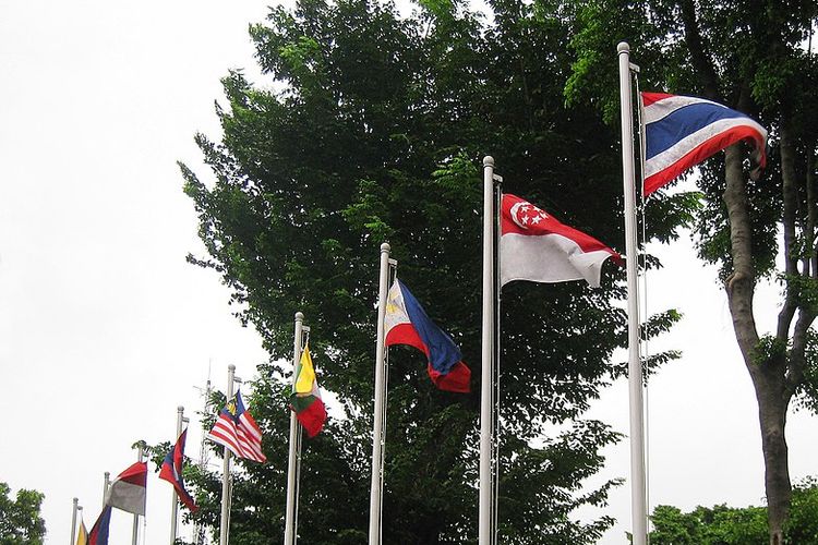 An illustration of each national flag of the 10 ASEAN Member States. 