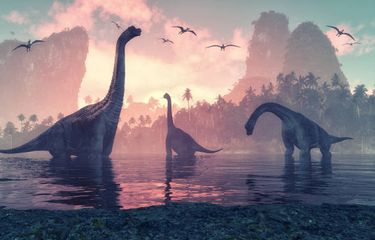 Ilustrasi jenis dinosaurus berleher panjang.