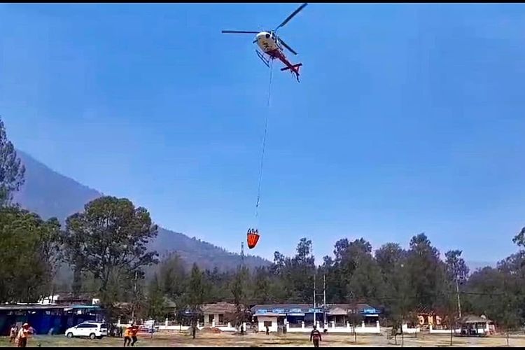 Petugas Sisir Bara Sisa Kebakaran di Kawah Ijen, Jalur Pendakian Dibersihkan