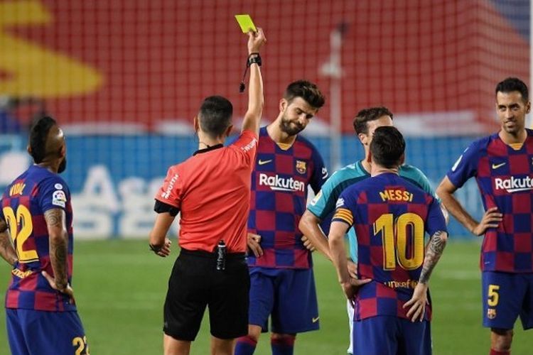 Para pemain Barcelona dalam laga kontra Osasuna pada jornada ke-37 Liga Spanyol 2019-2020.