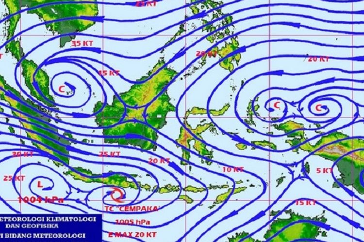 Siklon tropis Cempaka pada Rabu (29/11/2017).