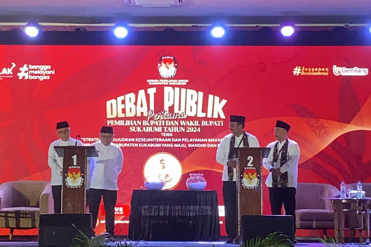 Moment debat publik pertama pada Pilkada Kabupaten Sukabumi yang dilaksanakan di dilaksanakan di Auditorium Universitas Nusaputra Sukabumi, pada 26 Oktober 2024 lalu.