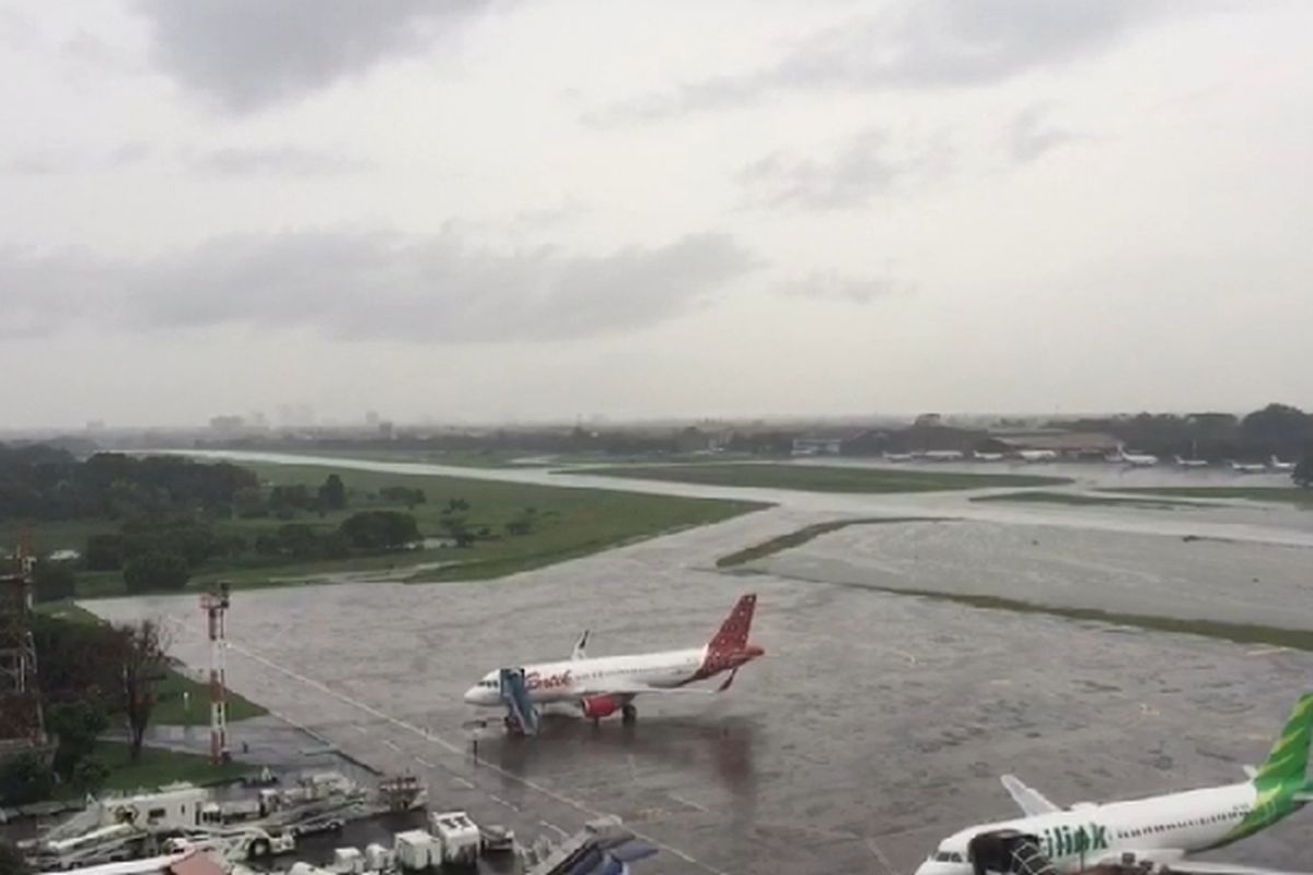 Pantauan kondisi Bandara Halim Perdanakusuma, Rabu (1/1/2020) pagi.