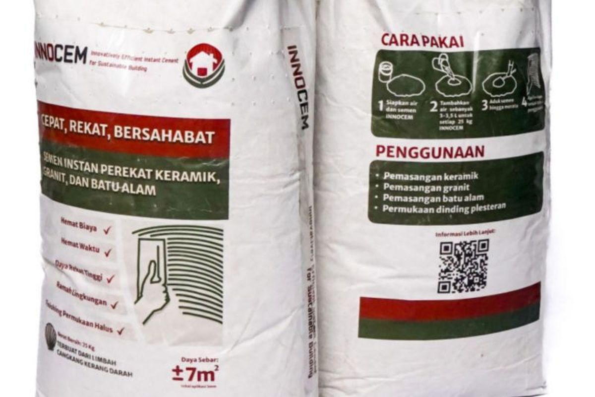 Semen ramah lingkungan bernama Innovatively Efficient Instant Cement atau Innocem hasil inovasi tim mahasiswa Universitas Gadjah Mada.