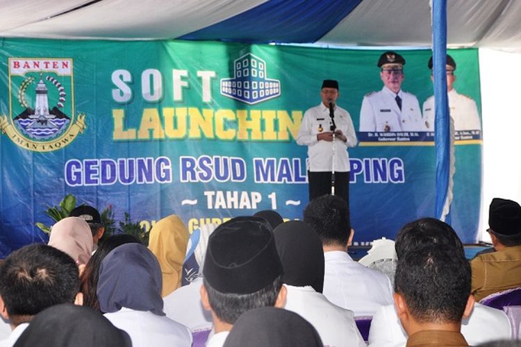 Peletakan batu pertama tahap tiga RSUD Malimping yang merupakan salah satu pembangunan insfrastruktur kesehatan dari Pemprov Banten.