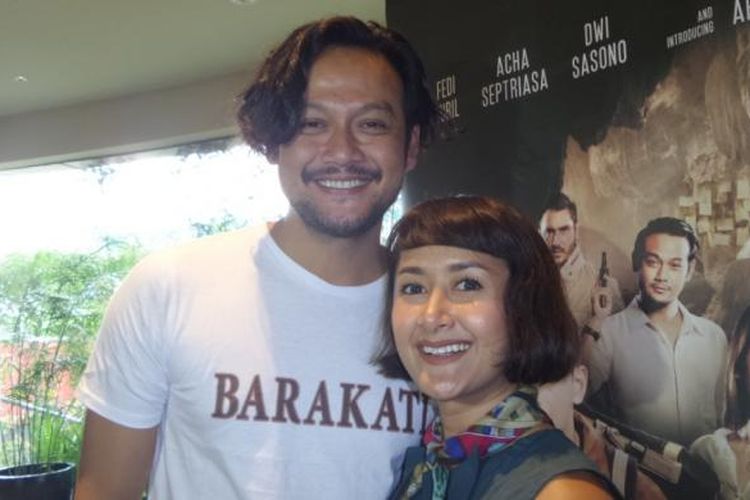 Dwi Sasono bersama istrinya, Widi Mulia, usai jumpa pers film Barakati di Epicentrum Walk XXI, Jakarta Selatan, Sabtu (5/11/2016).