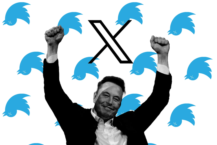 Ilustrasi Elon Musk ganti nama Twitter jadi X