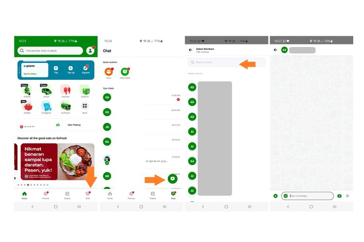 Cara chat di Gojek seperti di WhatsaApp