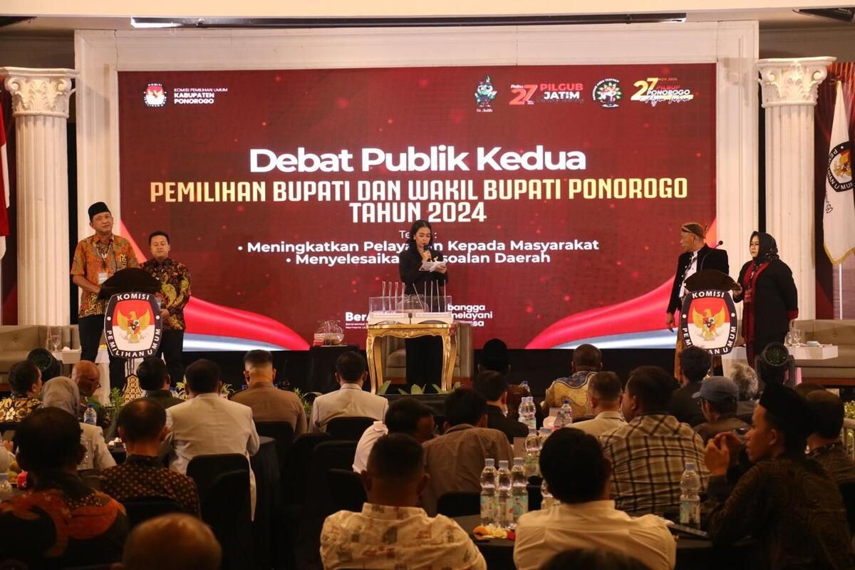 Dalam Debat Pilkada 2024 Paslon Bupati dan Wakil Bupati Ponorogo, Rabu (6/11/2024).