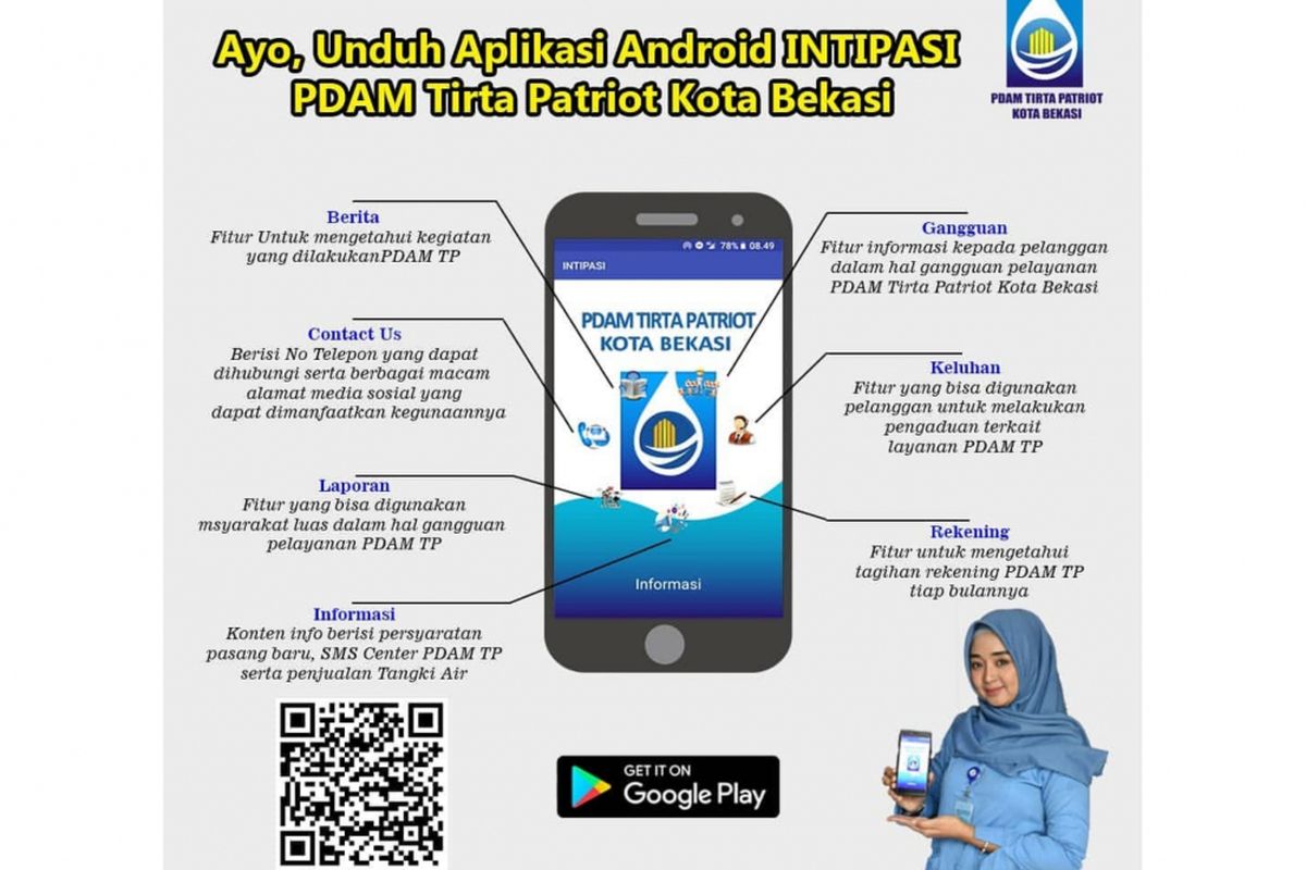 PDAM Tirta Patriot luncurkan Aplikasi berbasis Android INTIPASI, Minggu (11/11/2018).