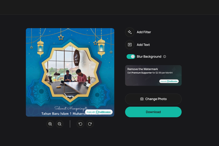 Ilustrasi cara pakai Twibbon Tahun Baru Islam 1447 H