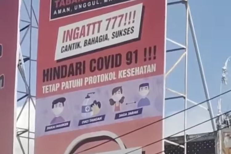 Viral Baliho bertuliskan 'Hindari COVID 91!!!' di Tabanan Bali