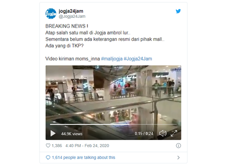 Viral Atap Malioboro Mall Disebut Ambrol, Ini Penjelasannya...