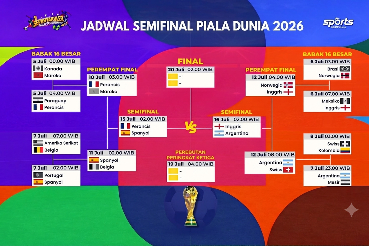 token55 Tak Ada Pertandingan Piala Dunia 2026 Hari Ini, Cek Jadwal Semifinal Mulai 15 Juli