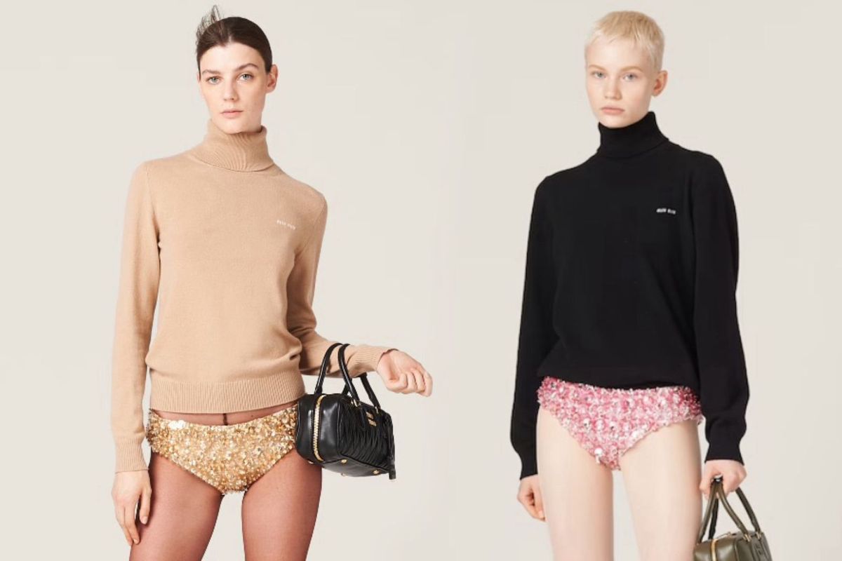 Embroidered silk and wool panties Miu Miu