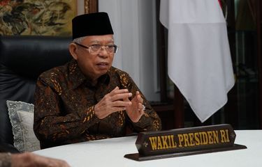 Wapres Ma'ruf Amin saat memberi sambutan di acara peringatan Hari Tuberkulosis (TB) Sedunia 2021 secara virtual, Rabu (24/3/2021).
