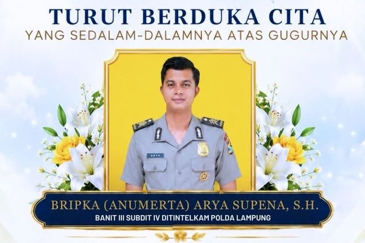 Gugur Ditembak Begal di Lampung, Brigadir Arya Dapat Kenaikan Pangkat Luar Biasa