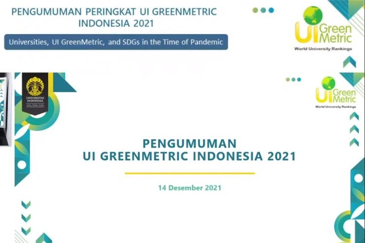Pengumuman UI GreenMetric Indonesia 2021, Selasa (14/12/2021).
