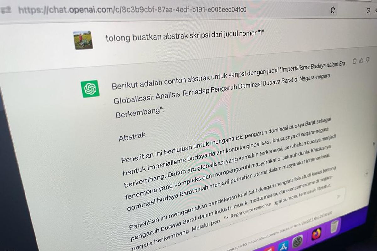 Membuat abstrak skripsi dengan Chat GPT.