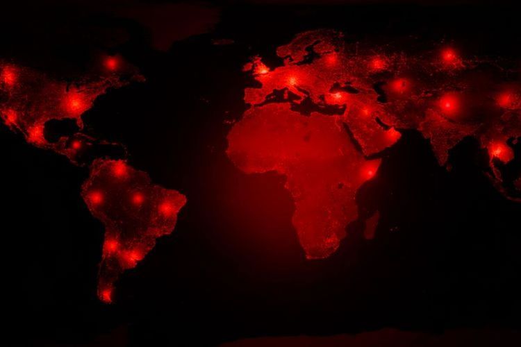 Ilustrasi virus corona di dunia