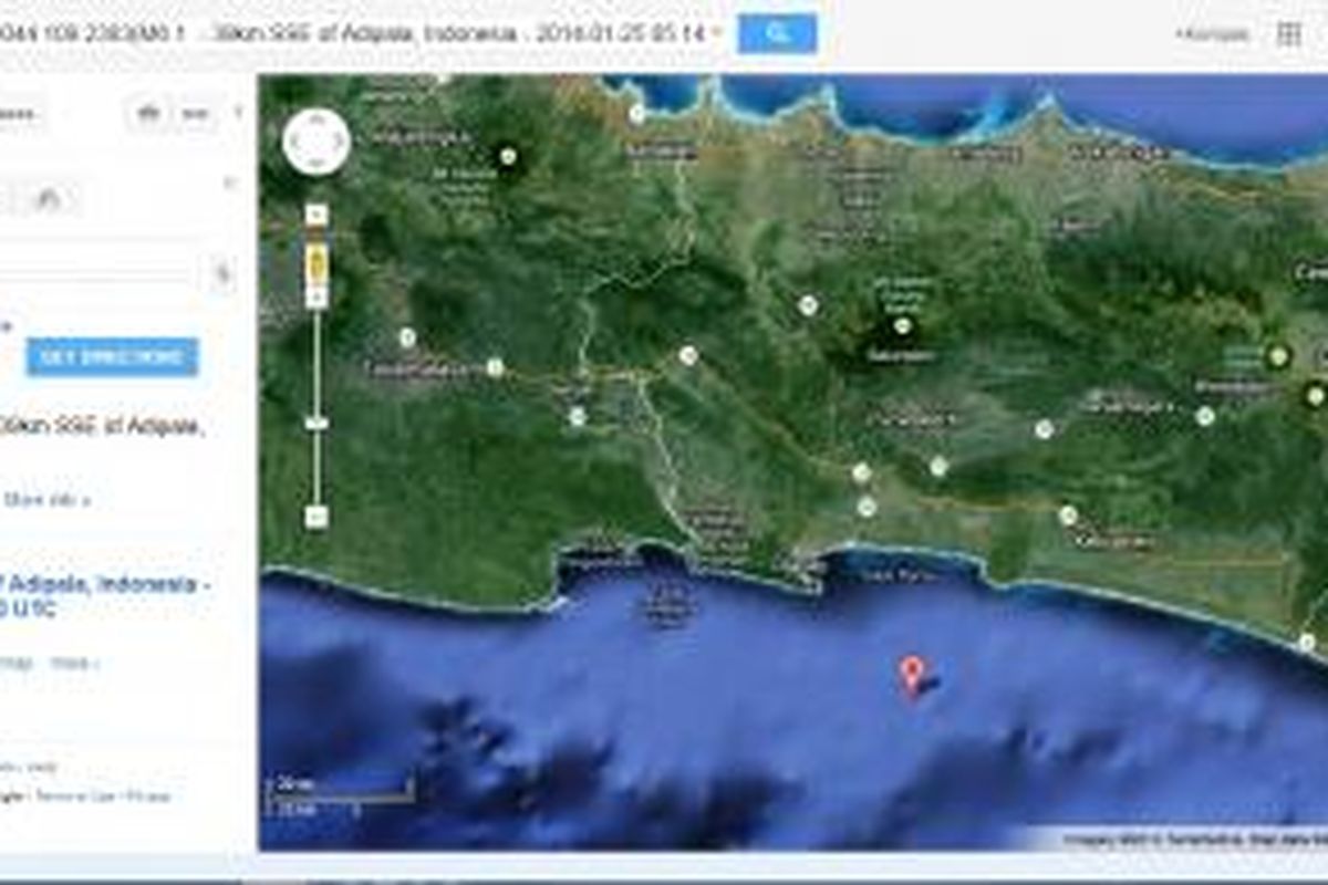 Lokasi pusat gempa Kebumen